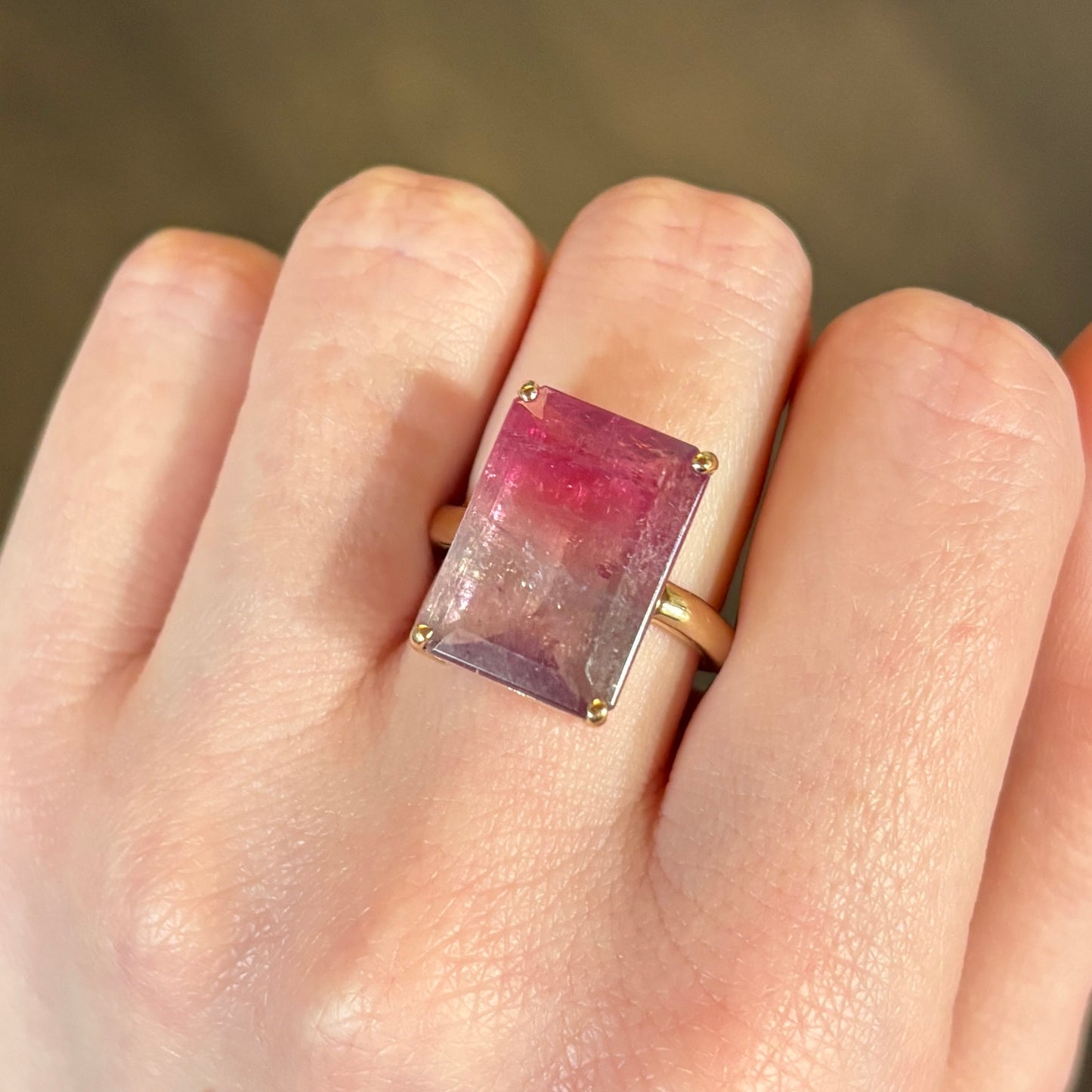 14K Gold Prong Pink Tourmaline Ring