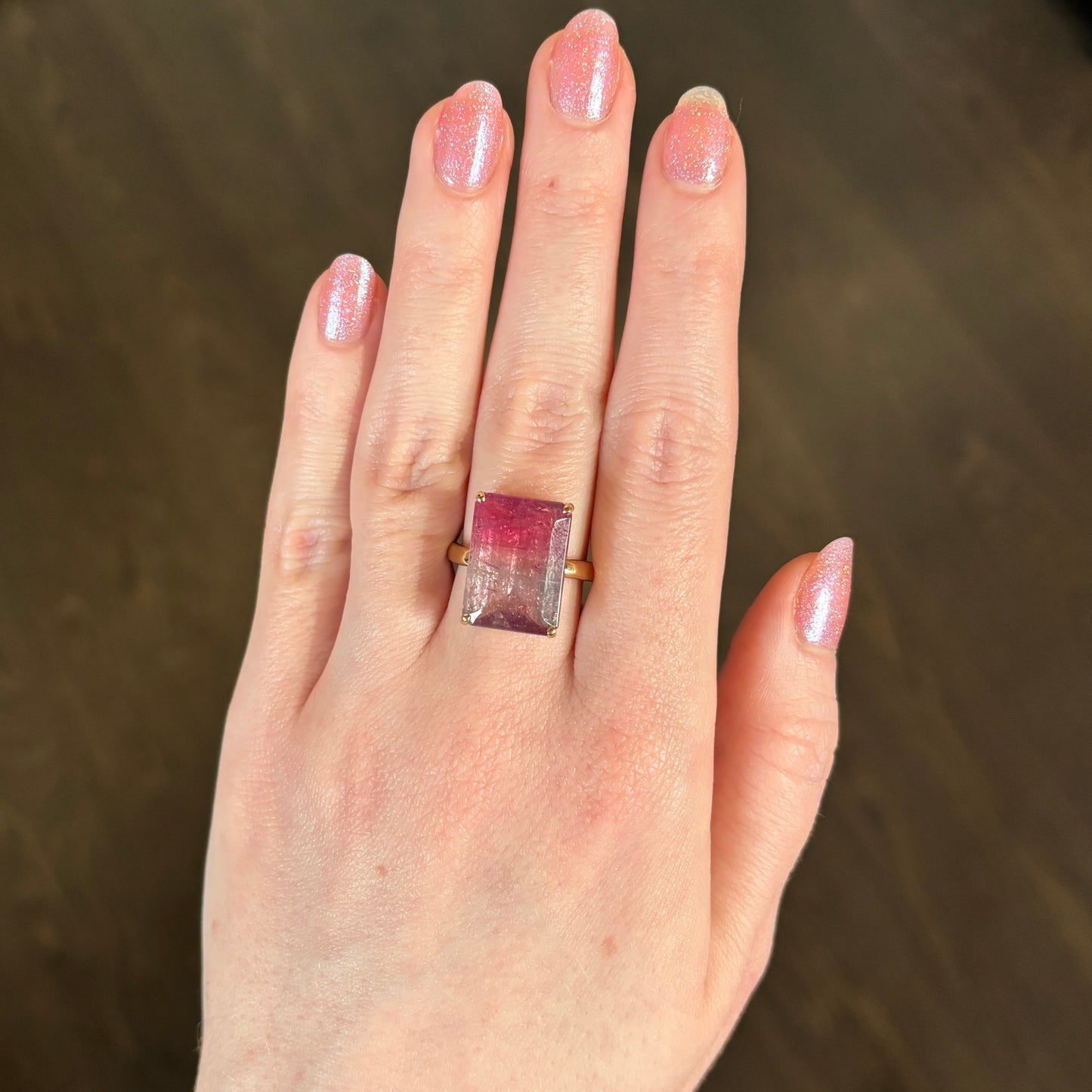 14K Gold Prong Pink Tourmaline Ring