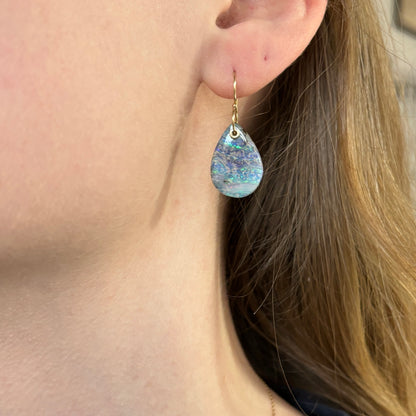 14K Gold Boulder Opal Earrings