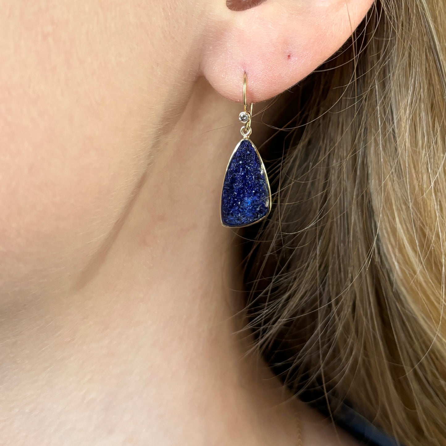 Sterling & 14K Gold Azurite Earrings