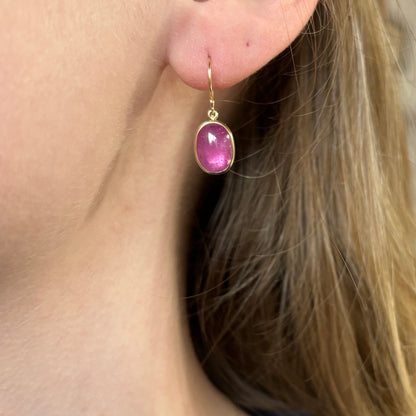 Sterling & 14K Gold African Ruby Earrings