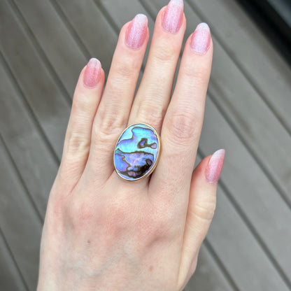 Sterling & 14K Gold Abalone Ring