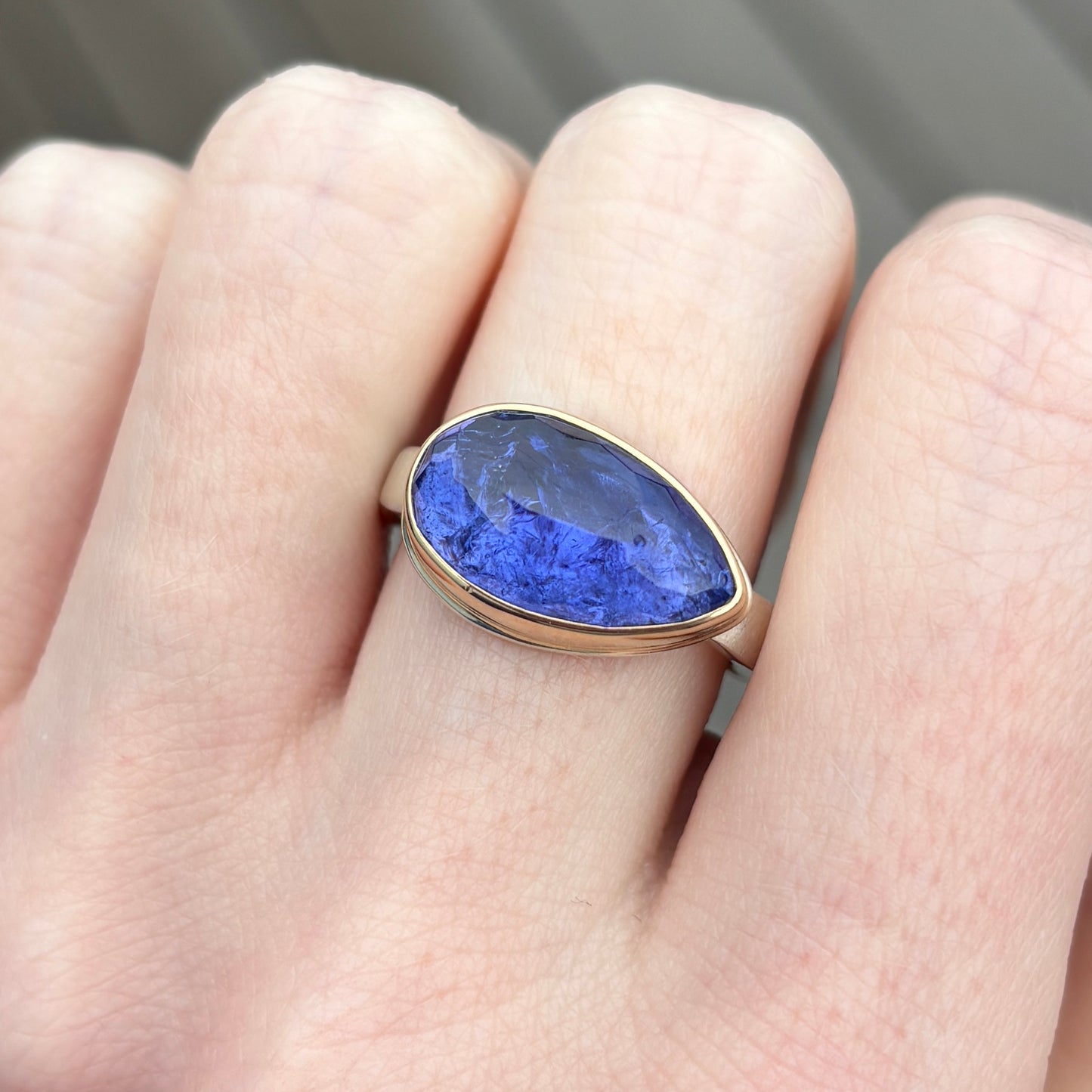 Sterling & 14K Gold Teardrop Tanzanite Ring