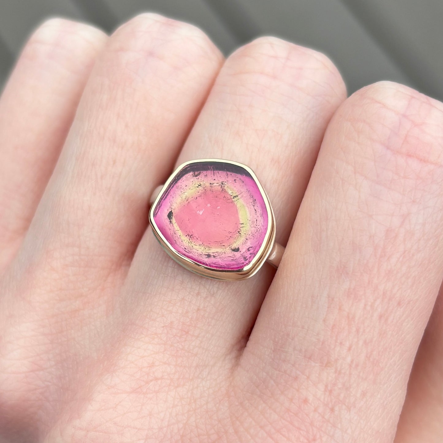 Sterling & 14K Gold Small Pink Tourmaline Ring