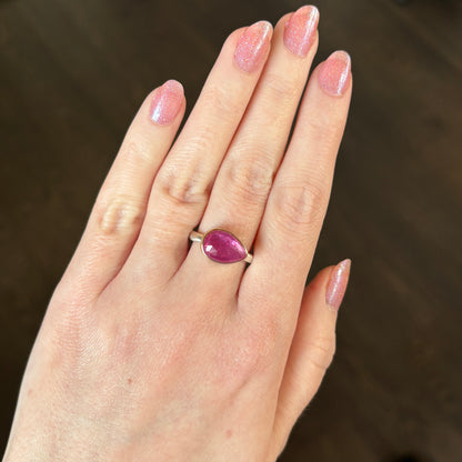 Sterling & 14K Gold Teardrop African Ruby Ring