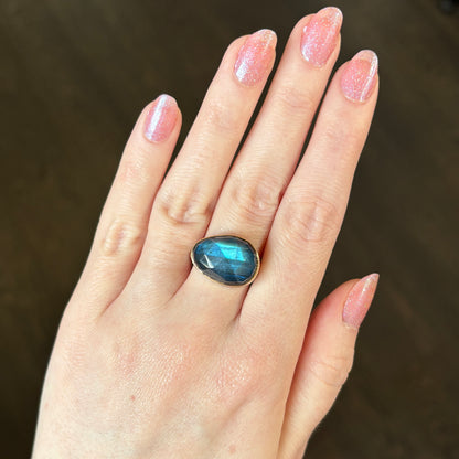 Sterling & 14K Gold Labradorite Ring