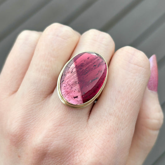 Sterling & 14K Gold Bi-Color Pink Tourmaline Ring