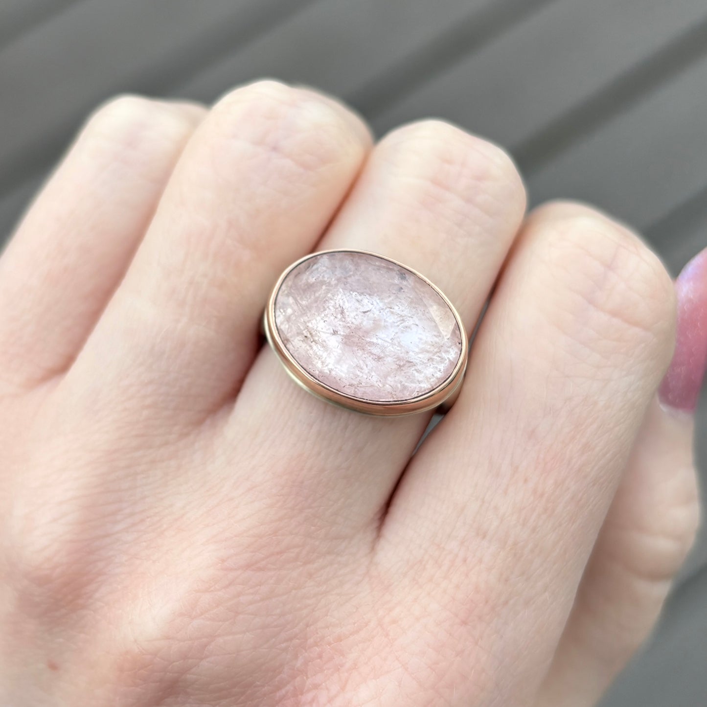 Sterling & 14K Rose Gold Oval Morganite Ring