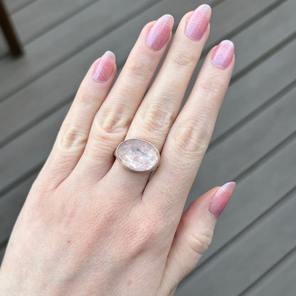 Sterling & 14K Rose Gold Oval Morganite Ring