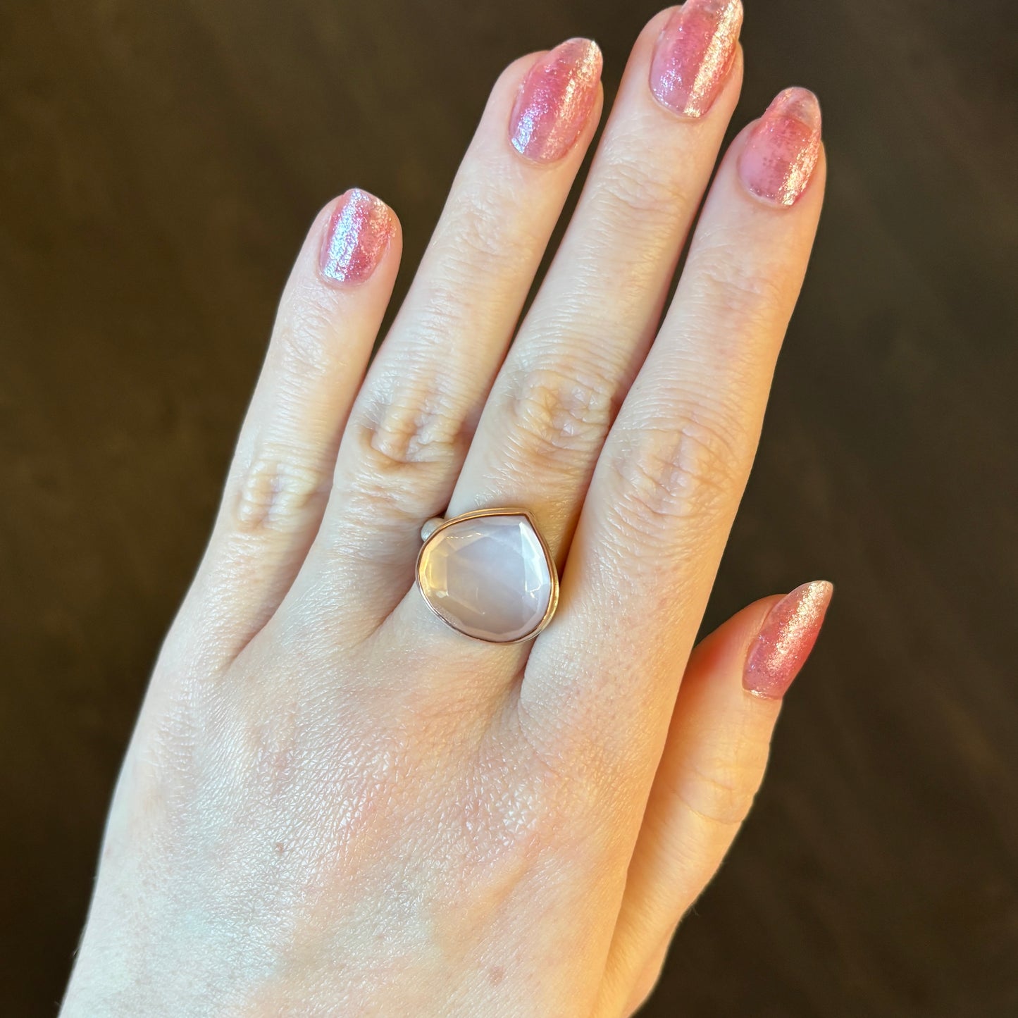 Sterling & 14K Rose Gold Rose Quartz Ring