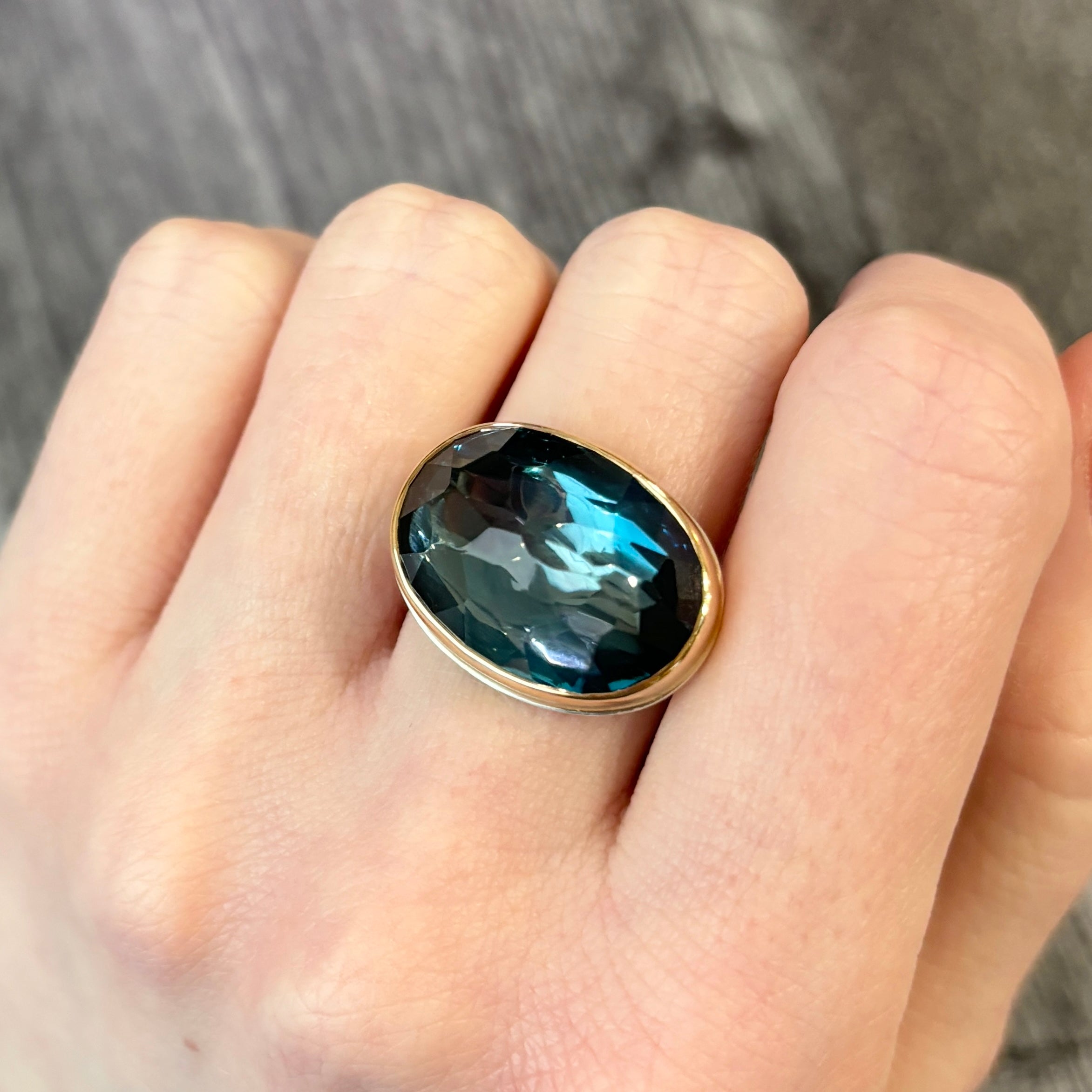 Galactical Blue Topaz Double Stone Ring with Engraved Sterling Silver –  Stephen Dweck Jewelry