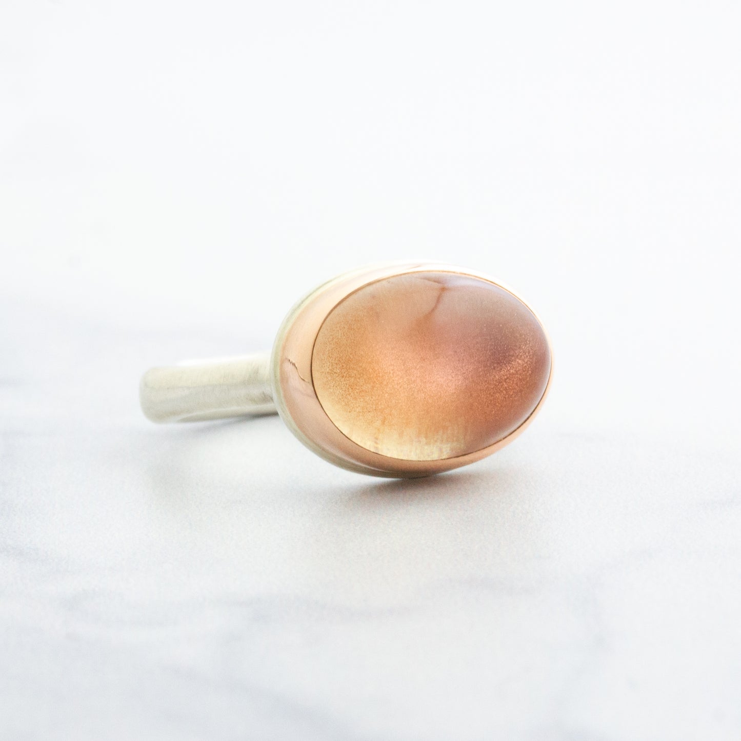 Sterling & 14K Rose Gold Oregon Sunstone Ring