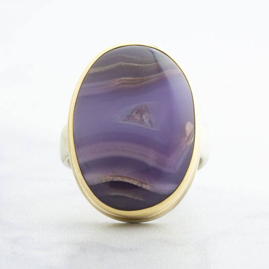 Sterling & 14K Gold Agua Nueva Agate Ring