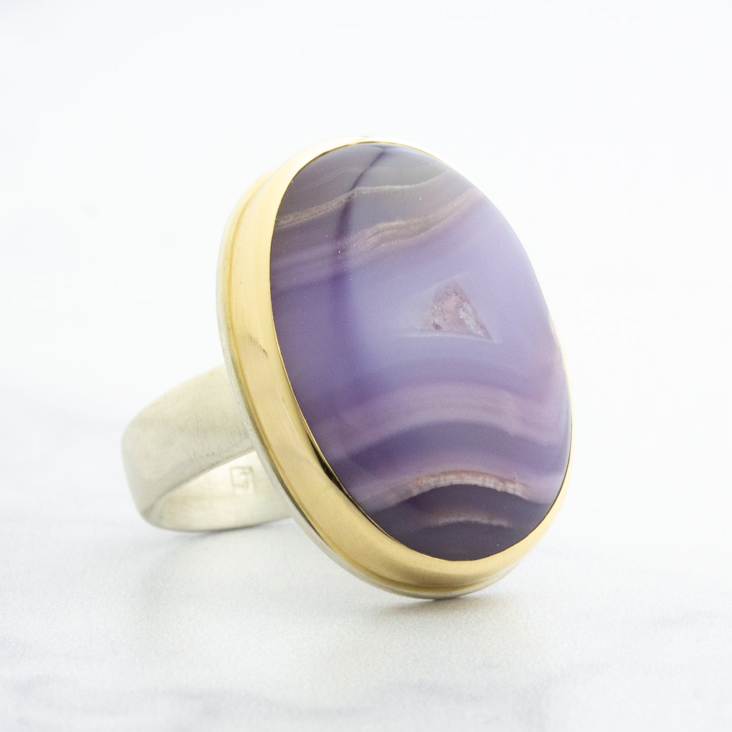 Sterling & 14K Gold Agua Nueva Agate Ring