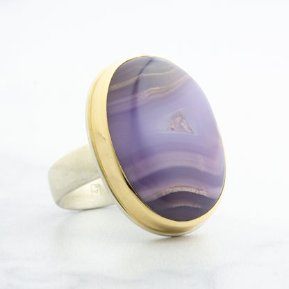 Sterling & 14K Gold Agua Nueva Agate Ring