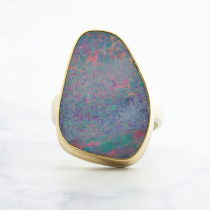 Sterling & 14K Gold Black Opal Ring