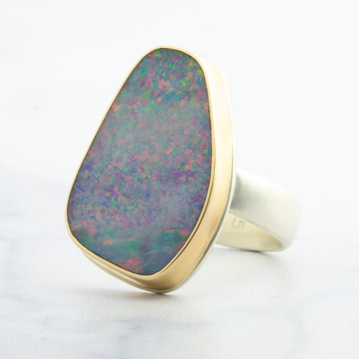 Sterling & 14K Gold Black Opal Ring