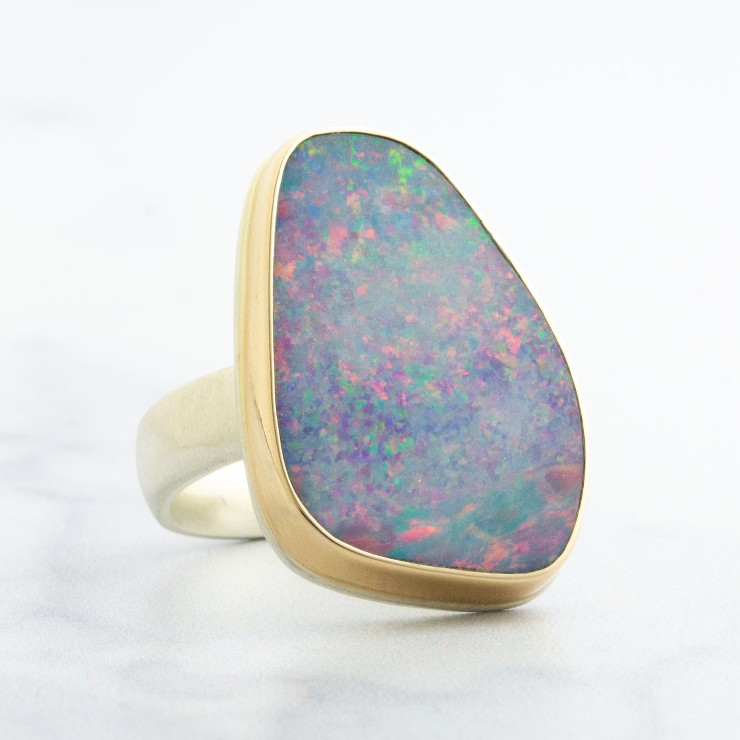 Sterling & 14K Gold Black Opal Ring