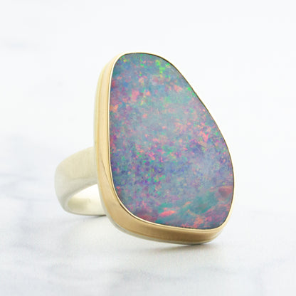 Sterling & 14K Gold Black Opal Ring