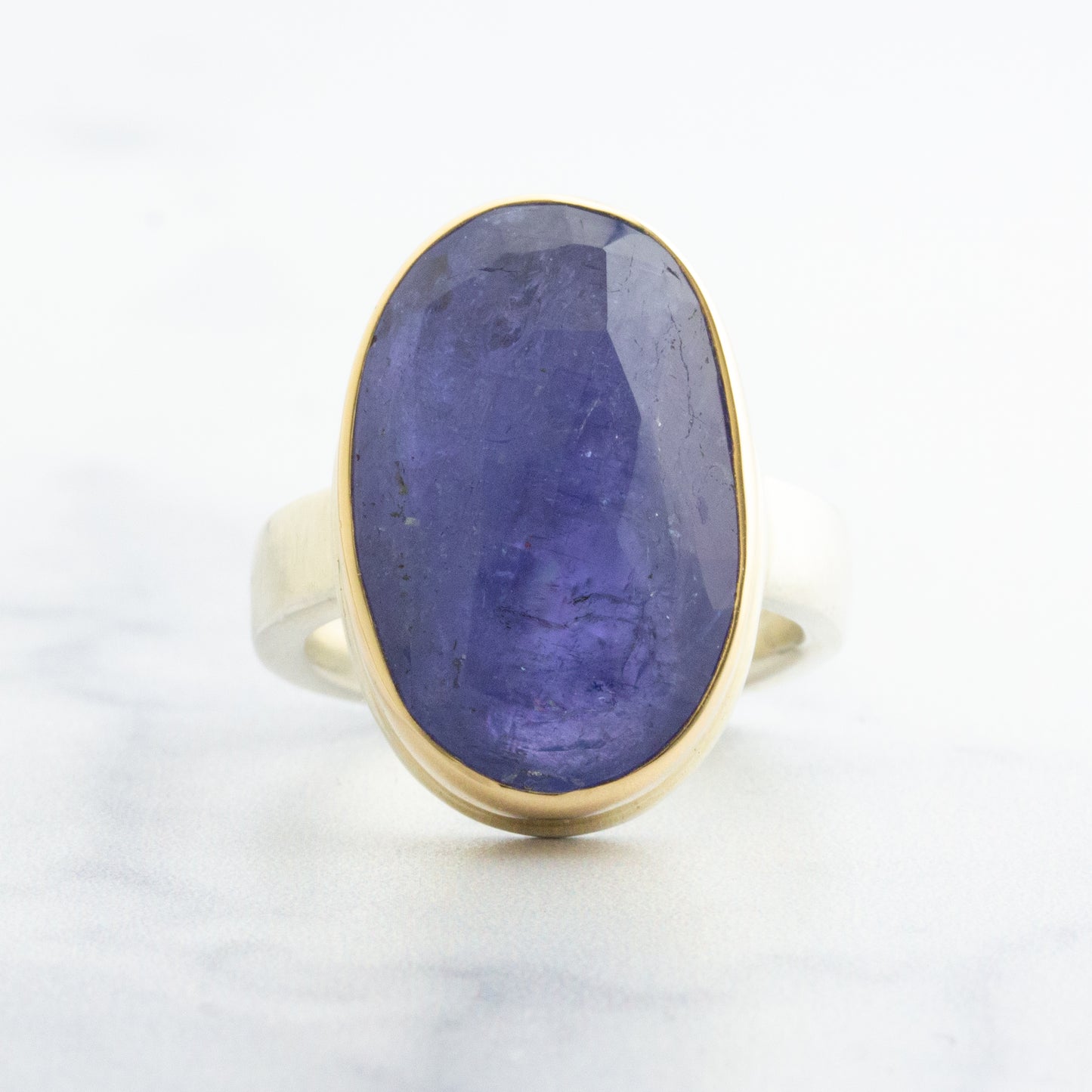 Sterling & 14K Gold Large Tanzanite Ring