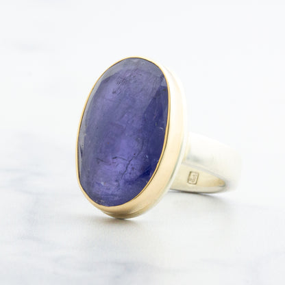 Sterling & 14K Gold Large Tanzanite Ring