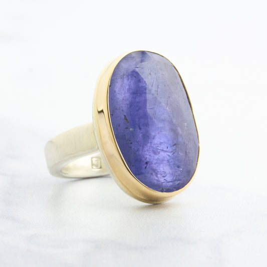 Sterling & 14K Gold Large Tanzanite Ring