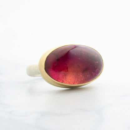 Sterling & 14K Gold Pink Tourmaline Ring