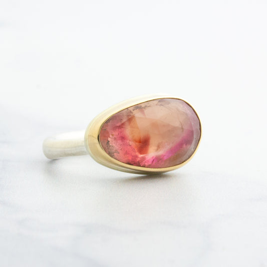 Sterling & 14K Gold Pink Tourmaline Ring