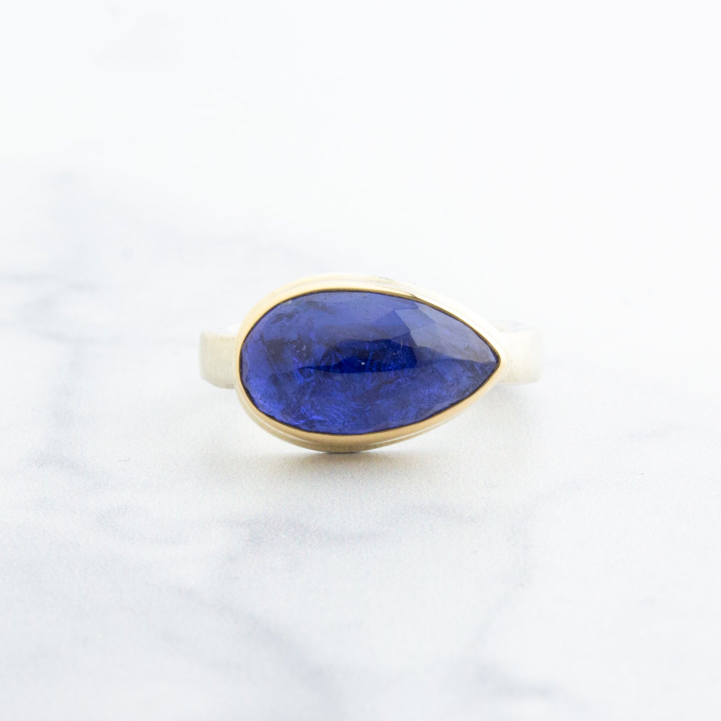 Sterling & 14K Gold Teardrop Tanzanite Ring