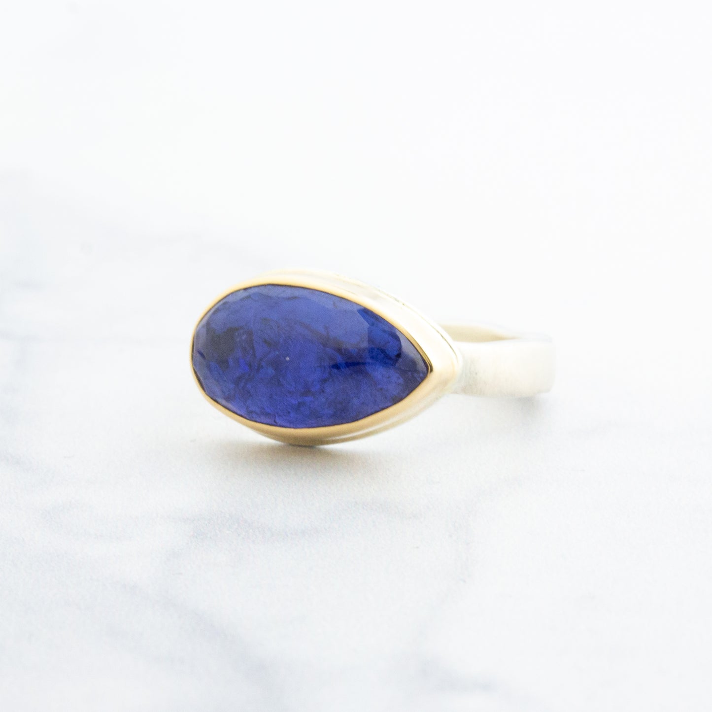 Sterling & 14K Gold Teardrop Tanzanite Ring