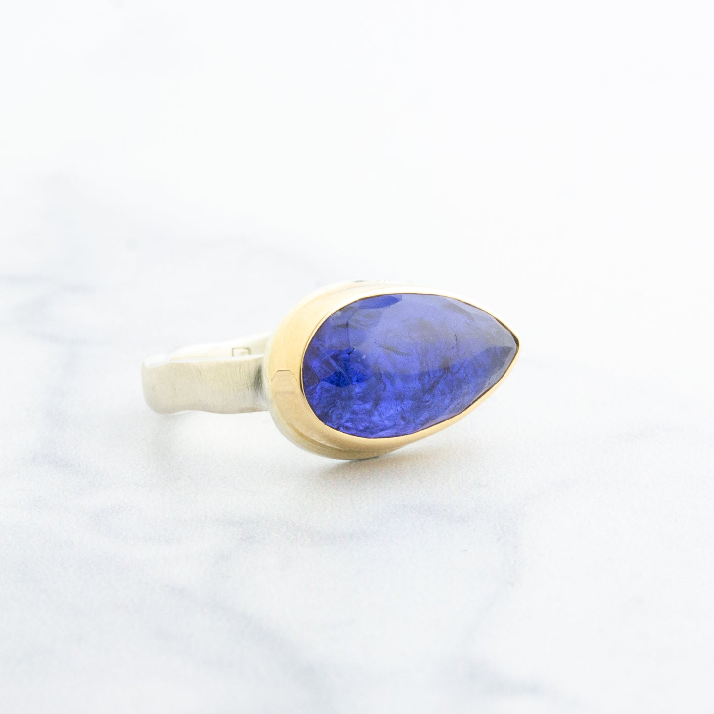 Sterling & 14K Gold Teardrop Tanzanite Ring