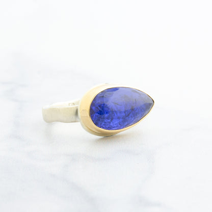 Sterling & 14K Gold Teardrop Tanzanite Ring