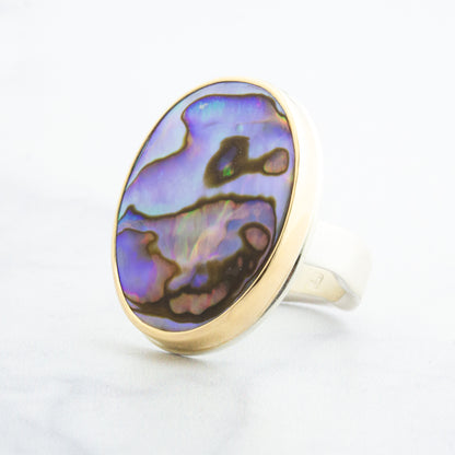 Sterling & 14K Gold Abalone Ring