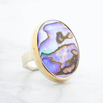 Sterling & 14K Gold Abalone Ring