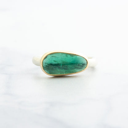 Sterling & 14K Gold Small Emerald Ring