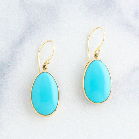 Sterling & 14K Gold Prince Turquoise Earrings