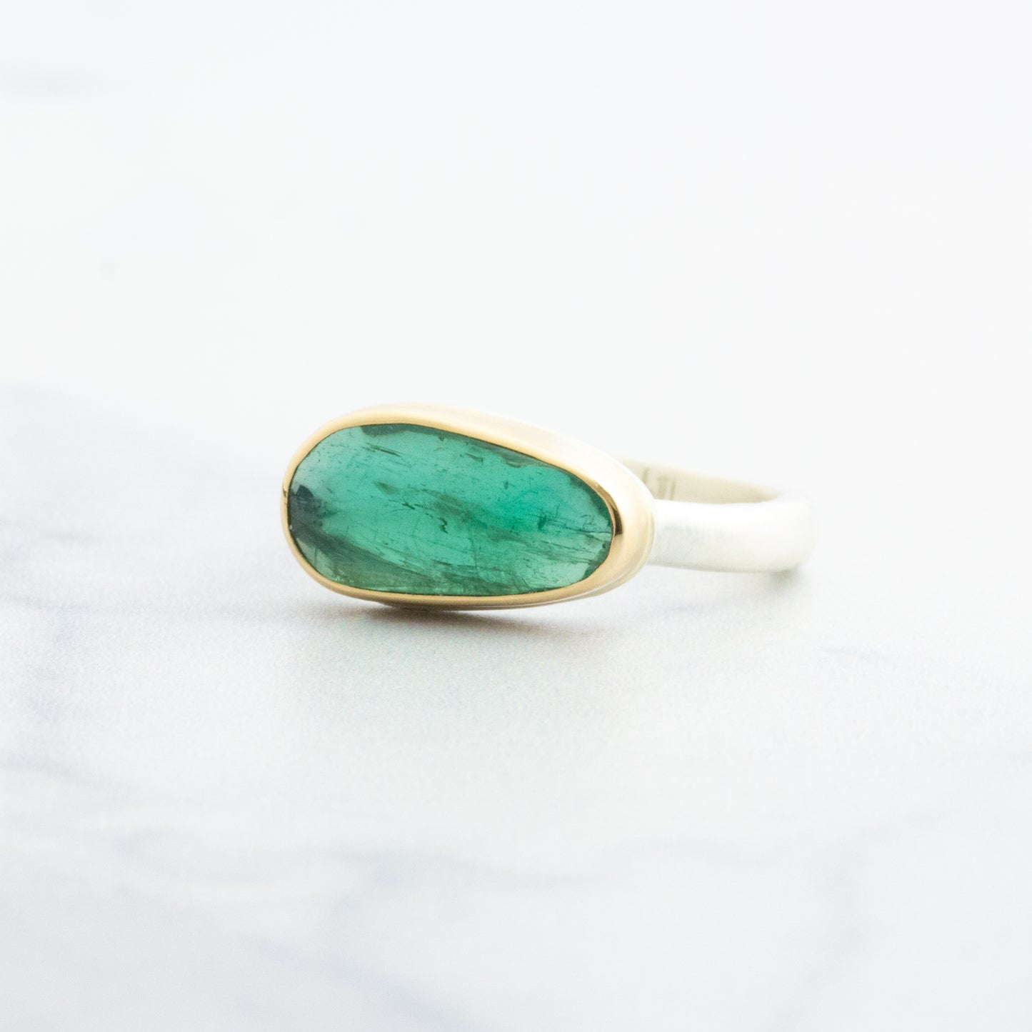 Sterling & 14K Gold Small Emerald Ring