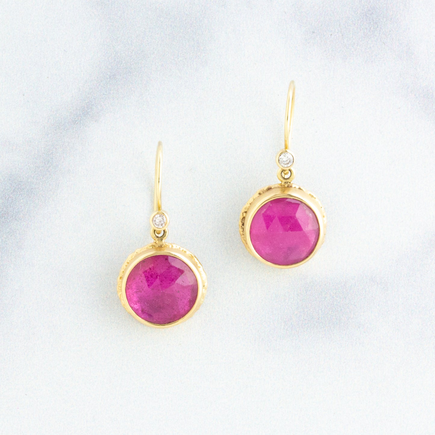 14K Gold African Ruby & Diamond Earrings