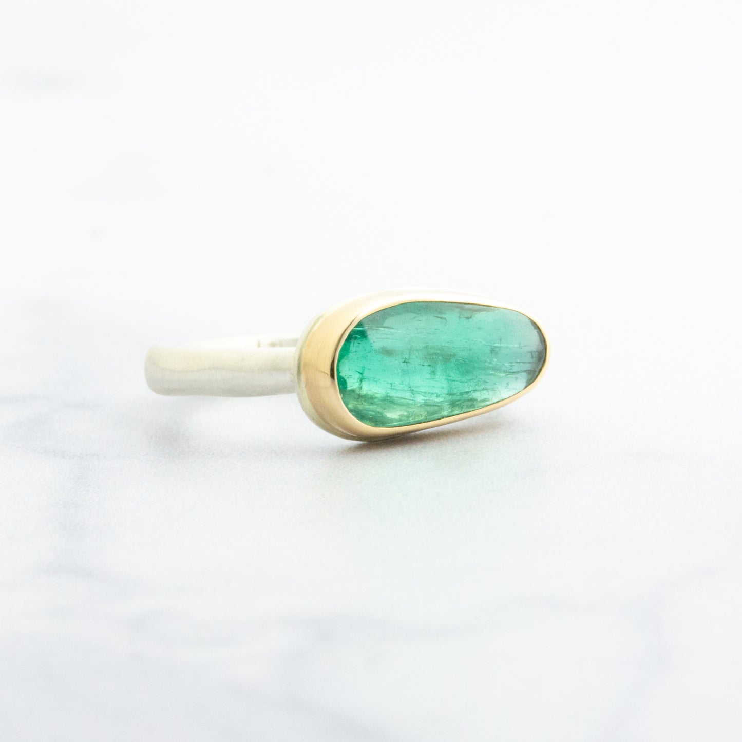 Sterling & 14K Gold Small Emerald Ring