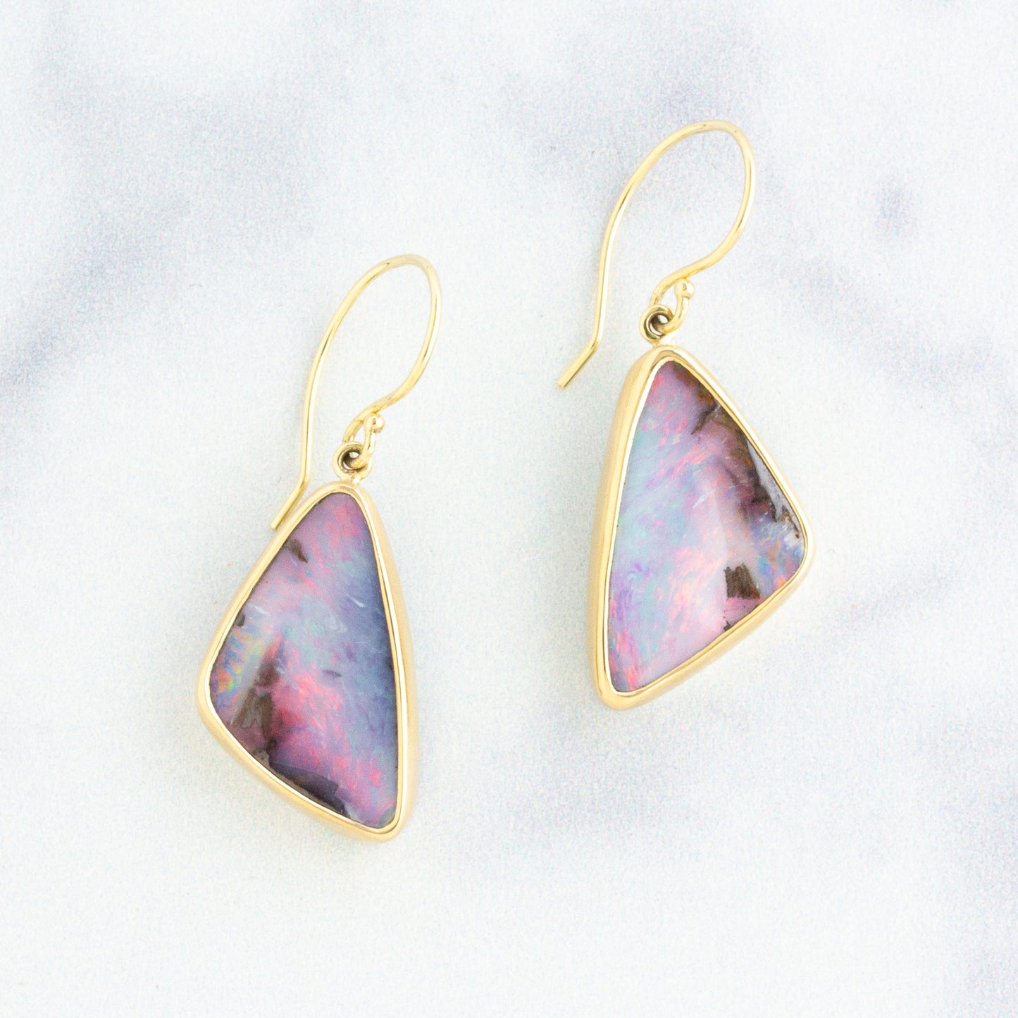 Sterling & 14K Gold Boulder Opal Earrings