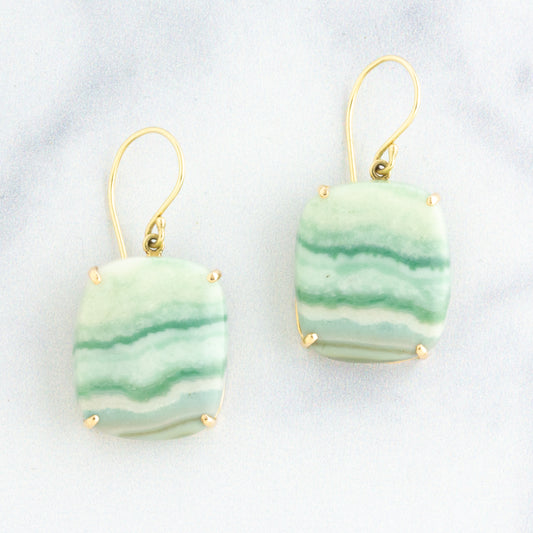 14K Gold Saturn Chalcedony Earrings