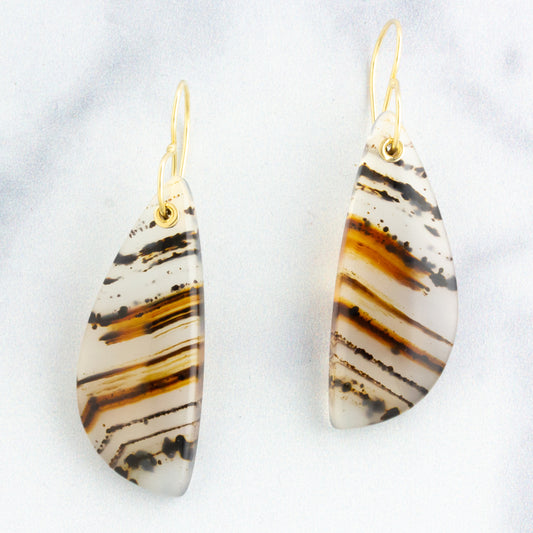 14K Gold Montana Agate Earrings