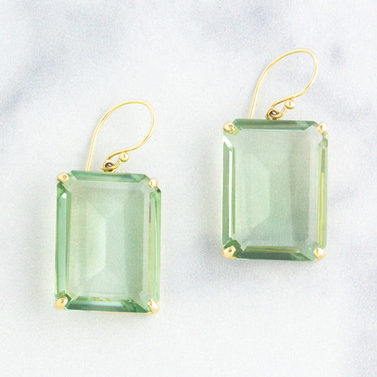 14K Gold Mint Quartz Earrings