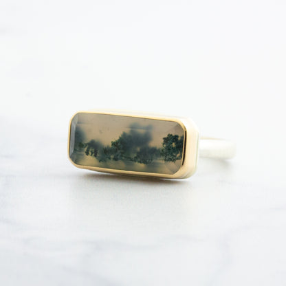 Sterling & 14K Gold Moss Agate Ring