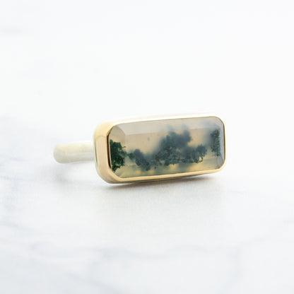 Sterling & 14K Gold Moss Agate Ring