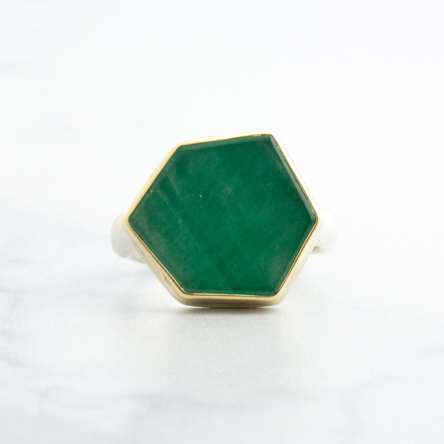 Sterling & 14K Gold Emerald Slice Ring