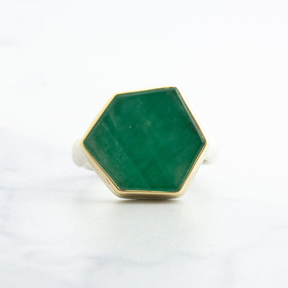 Sterling & 14K Gold Emerald Slice Ring