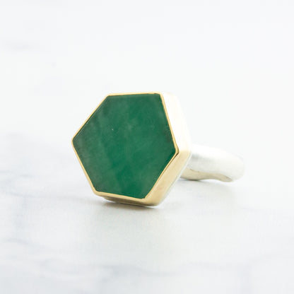 Sterling & 14K Gold Emerald Slice Ring