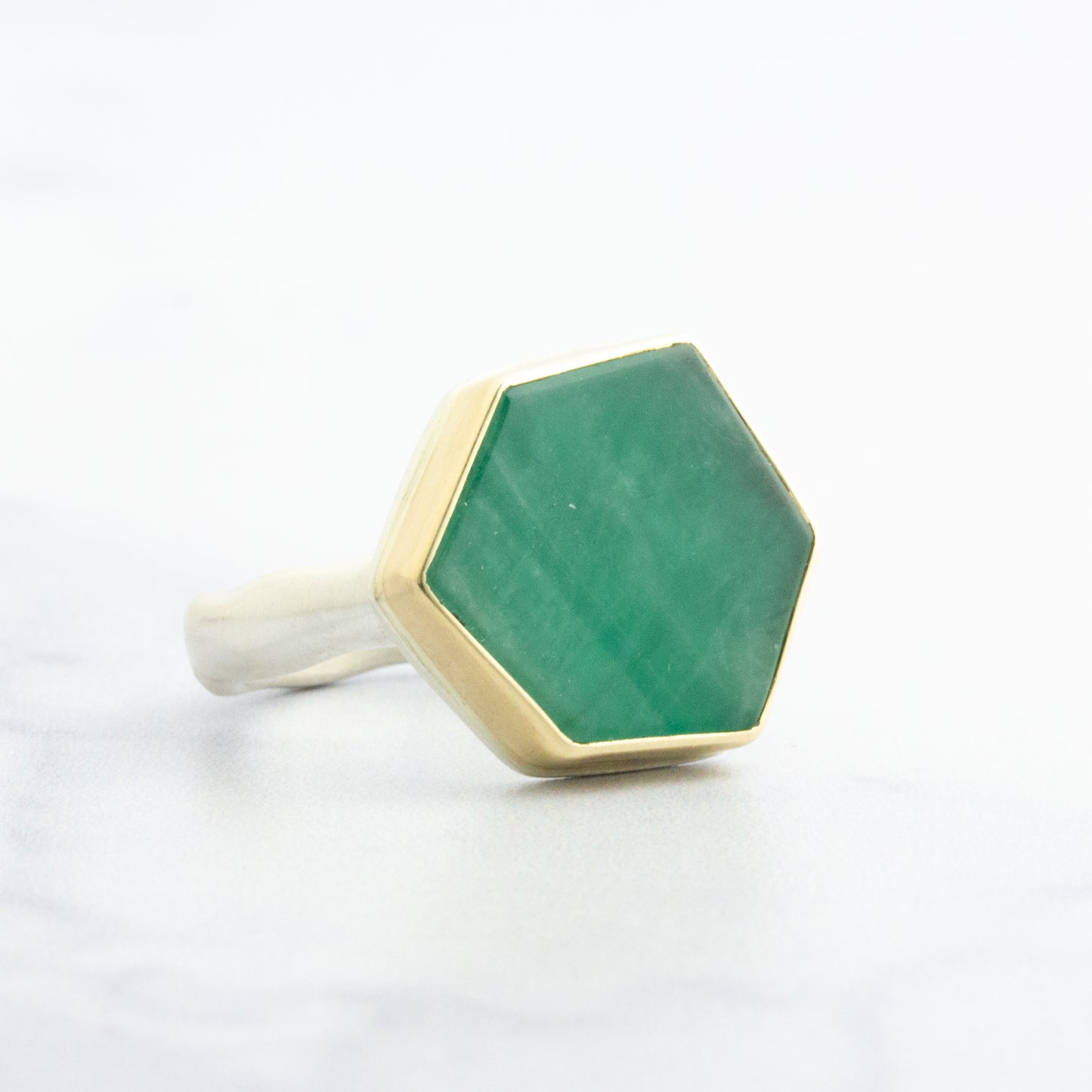 Sterling & 14K Gold Emerald Slice Ring