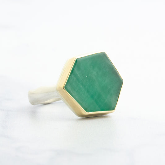 Sterling & 14K Gold Emerald Slice Ring